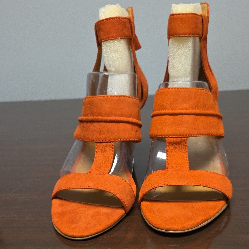 Nine West Vibrant Orange Strappy Heels